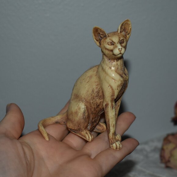 Vintage Antique Handmade Carved Small Mini 4inch Sphynx Cat Figure Decor - Picture 2 of 16